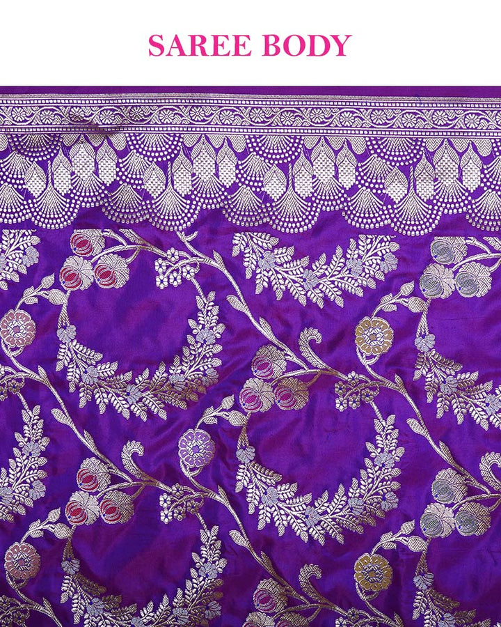 Purple Zari Woven Silk Saree with Unstitched Blouse 06