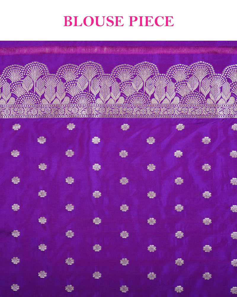 Purple Zari Woven Silk Saree with Unstitched Blouse 07