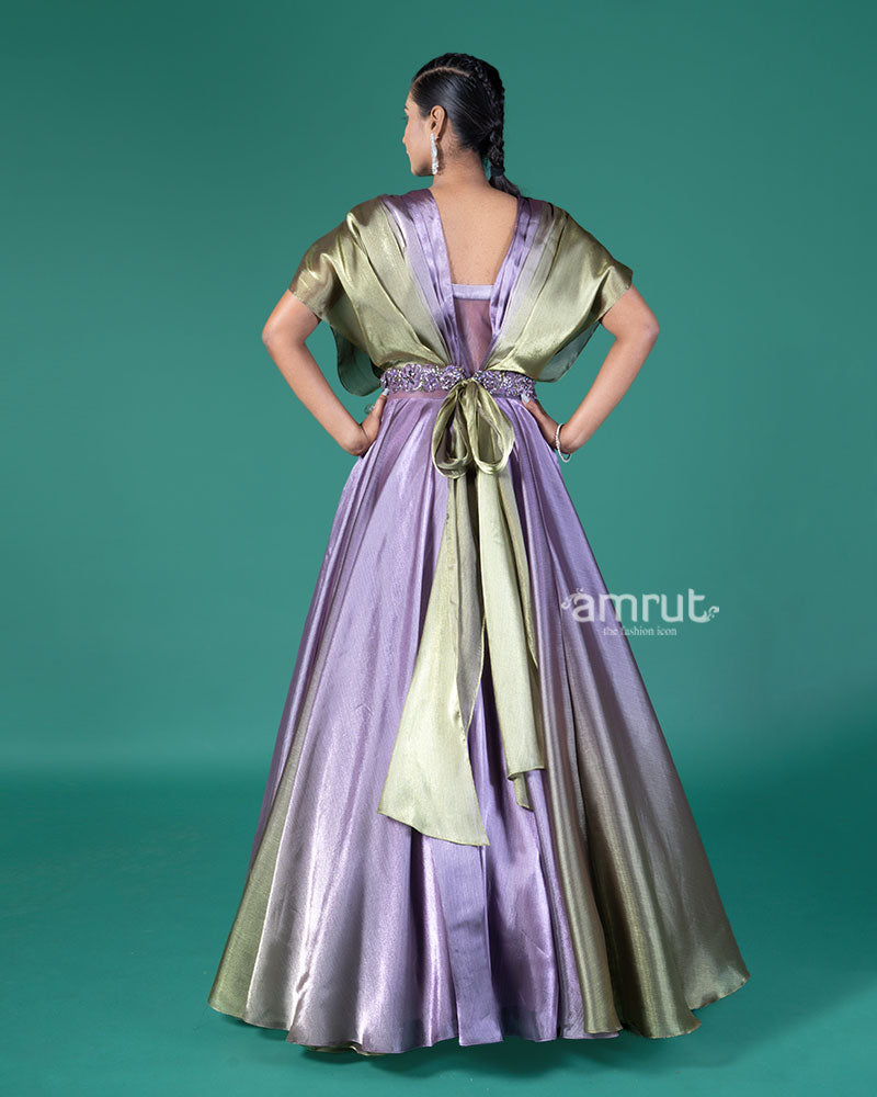Purple and Green Embellished Gown 05