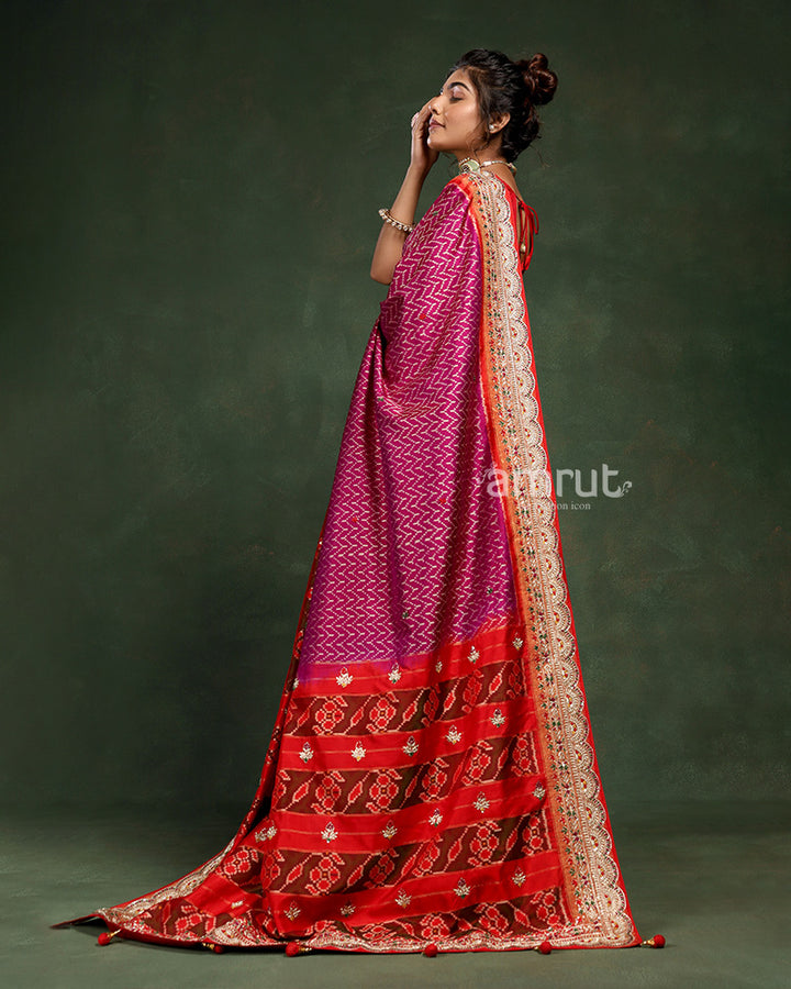 Pink Ikkat Saree for Wedding