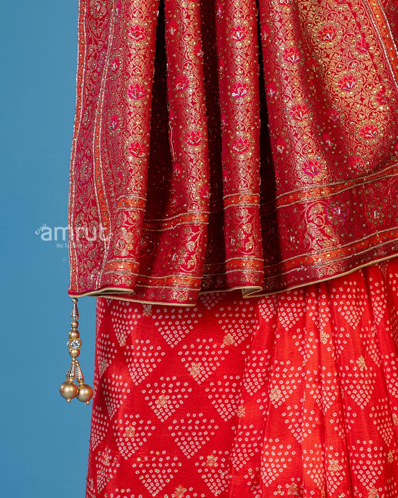 Red Cotton Silk Saree With Unstitched Blouse