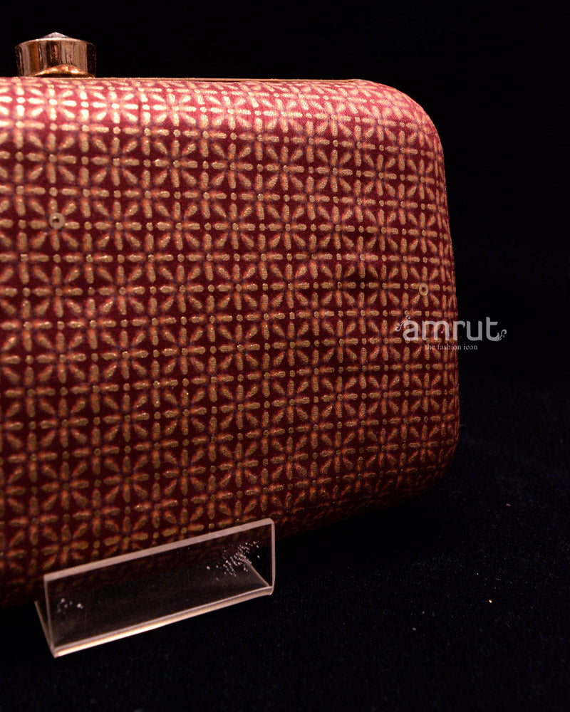 Red Handicraft Beautiful Bling Box Clutch Bag Purse