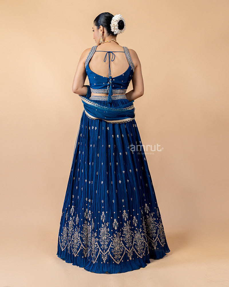 Royal Blue Lehenga Choli Garnished by Golden Work