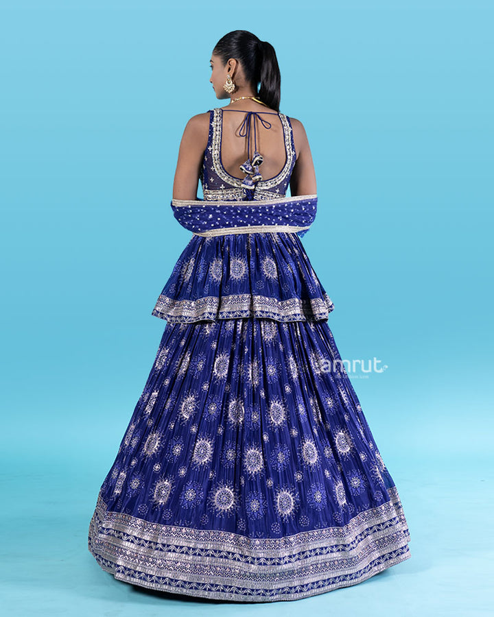Royal Blue Sequins Embroidery Embellished Lehenga Choli 05