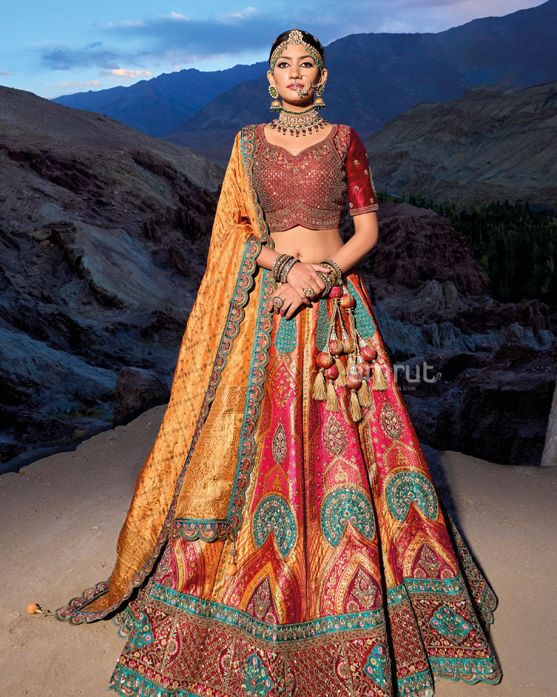 Maroon Embroidered Bridal Lehenga Set Design by Dolly J at Pernia's Pop Up  Shop 2024