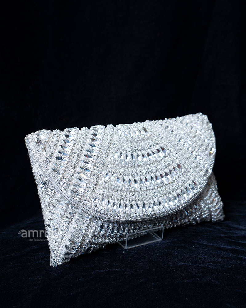 Silvery-White_Beaded_Envelope_with_Rhinestone_Accents_Clutch_Handbag_01