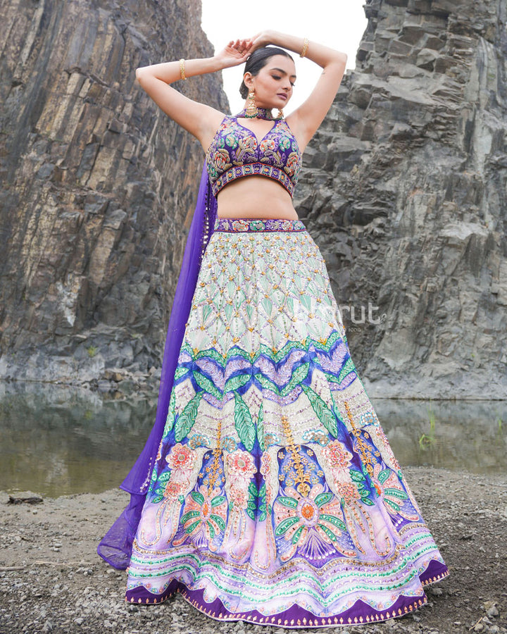 Sparkle Me Fun - Violet Embellished Full Lehenga Set with Dupatta