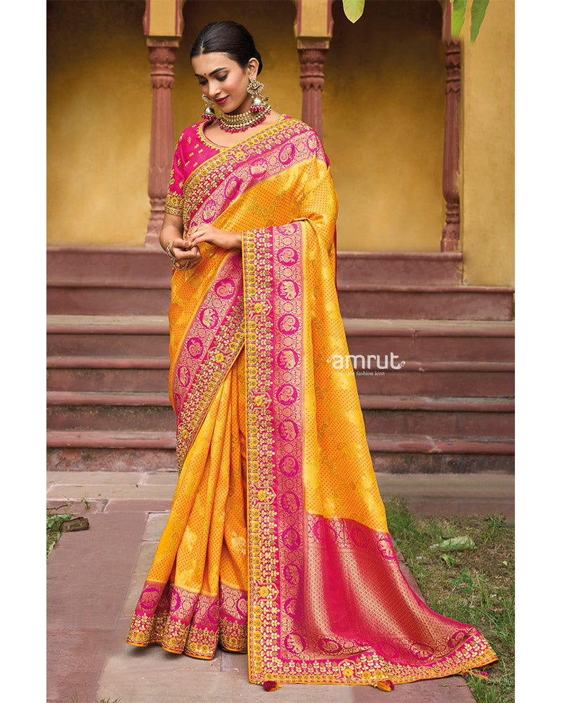 Sunshade Dola Silk Saree With Unstitched Blouse