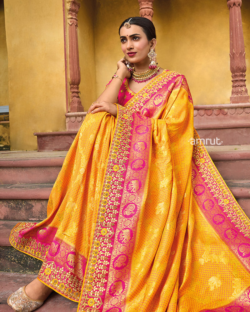 Sunshade Dola Silk Saree With Unstitched Blouse