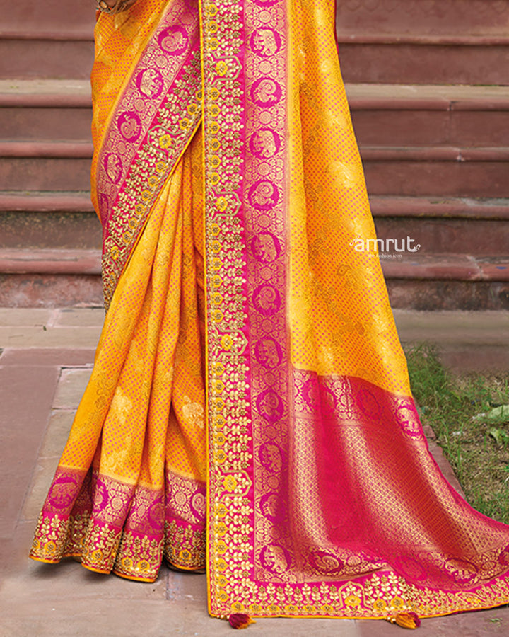 Sunshade Dola Silk Saree With Unstitched Blouse