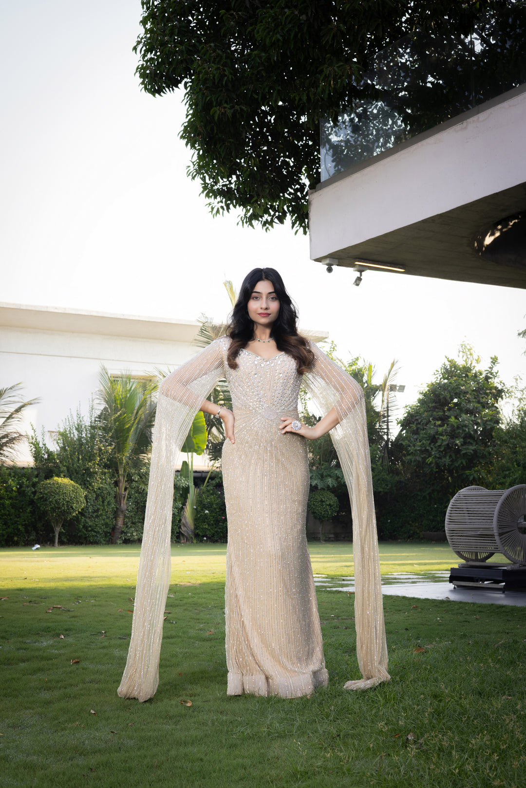 Ivory Crystal Embellished Couture Gown
