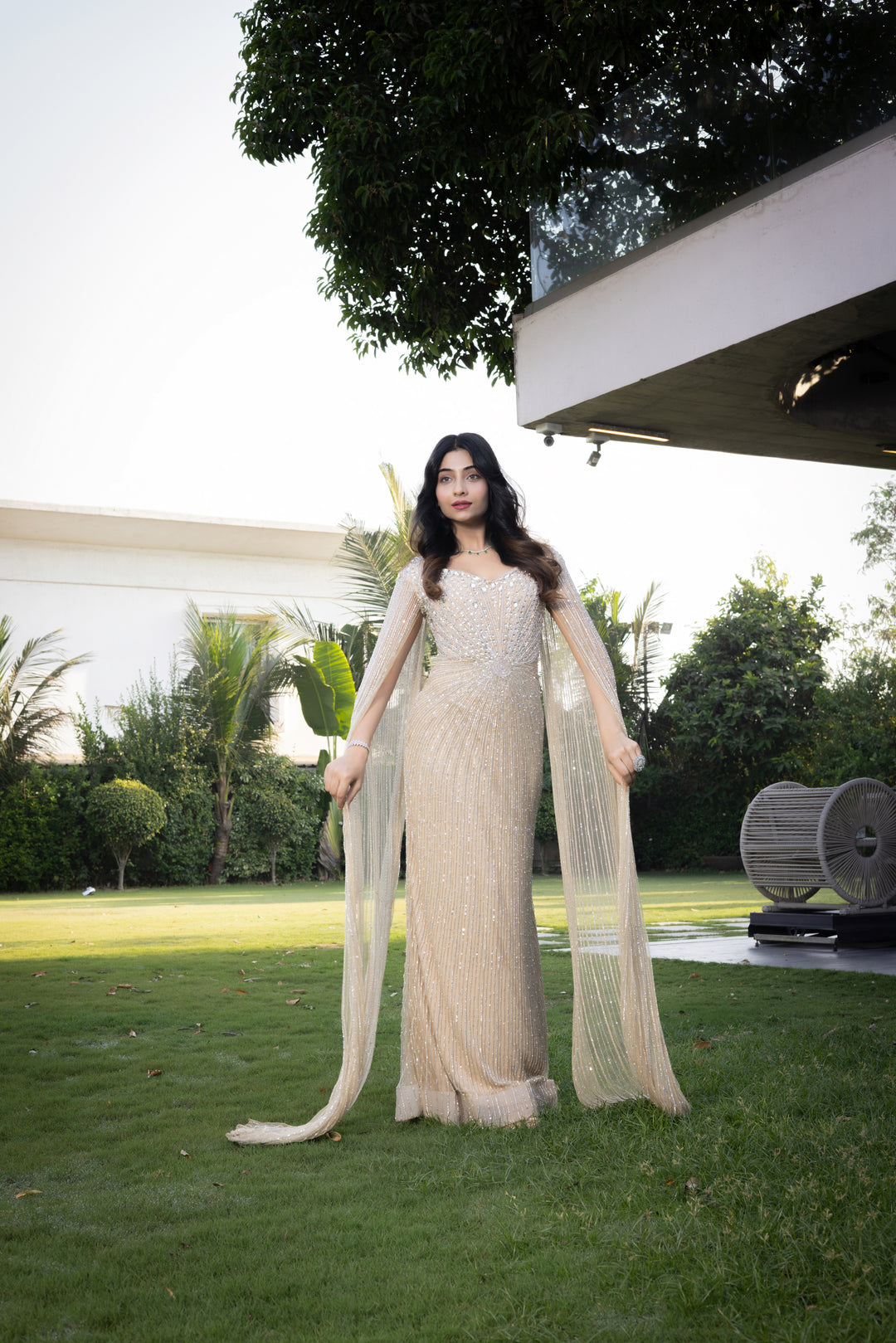 Ivory Crystal Embellished Couture Gown