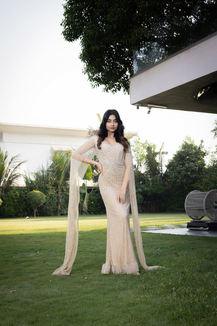 Ivory Crystal Embellished Couture Gown