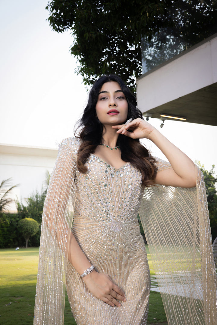 Ivory Crystal Embellished Couture Gown