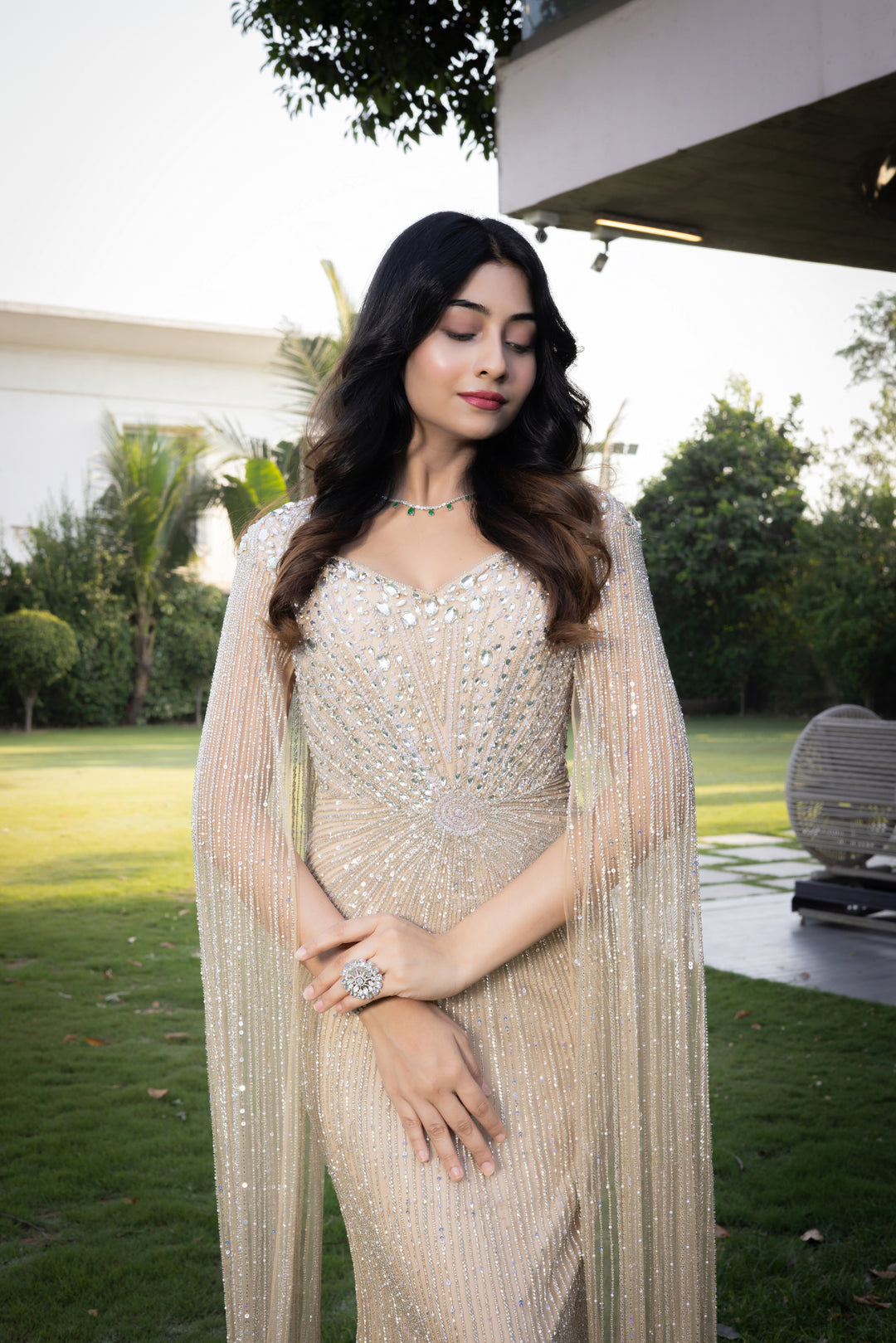 Ivory Crystal Embellished Couture Gown