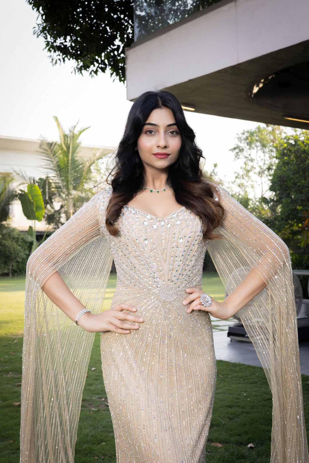 Ivory Crystal Embellished Couture Gown