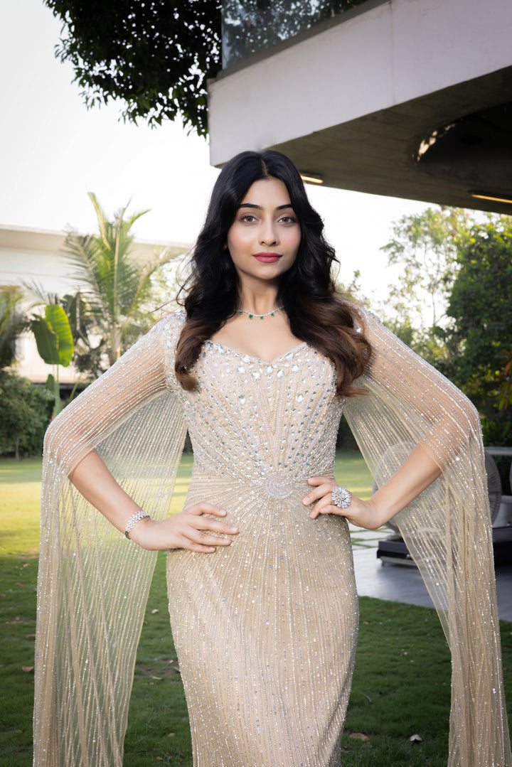 Ivory Crystal Embellished Couture Gown