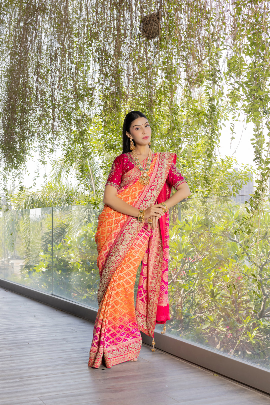 Luxury Orange & Pink Heritage Banarasi Saree