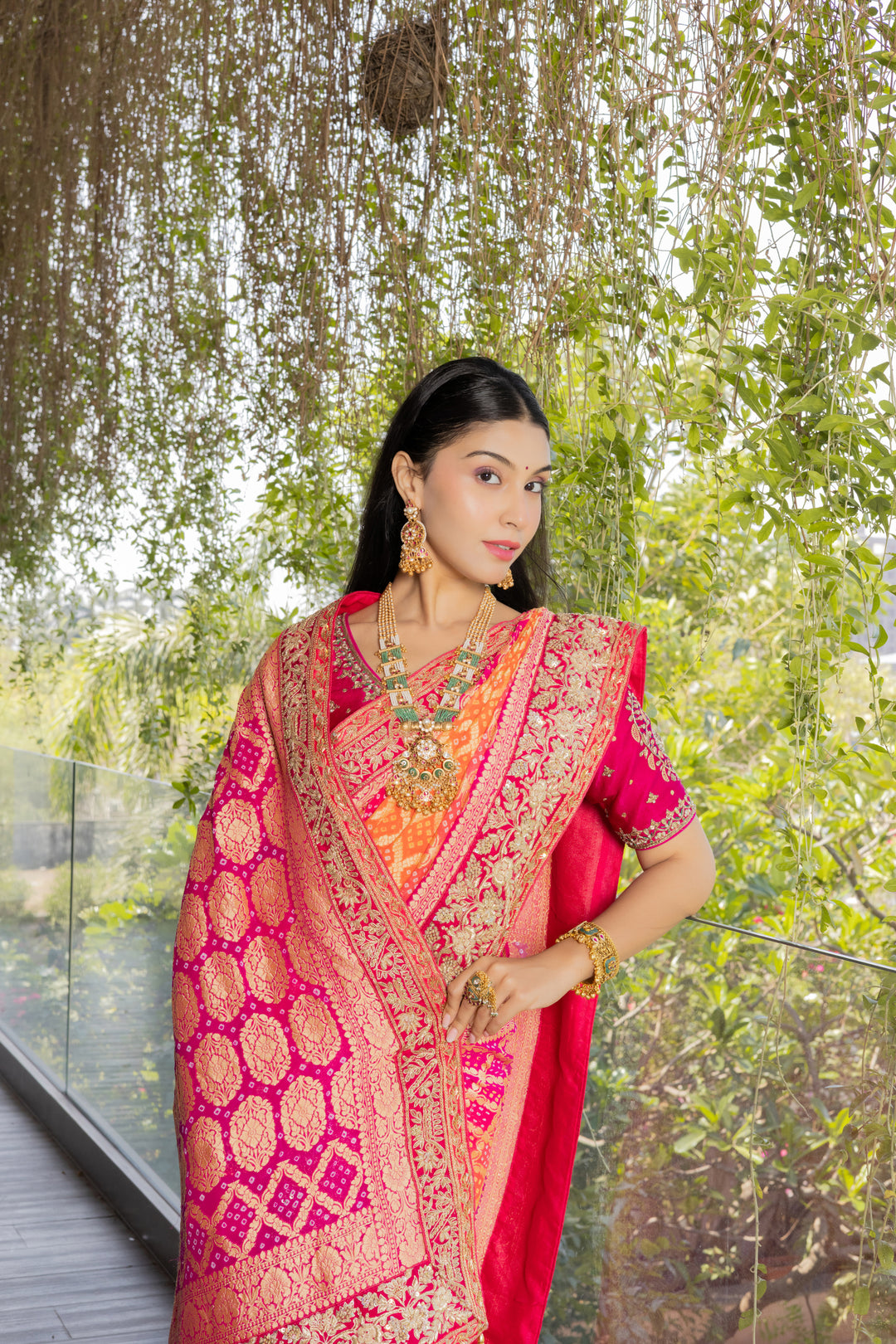 Luxury Orange & Pink Heritage Banarasi Saree