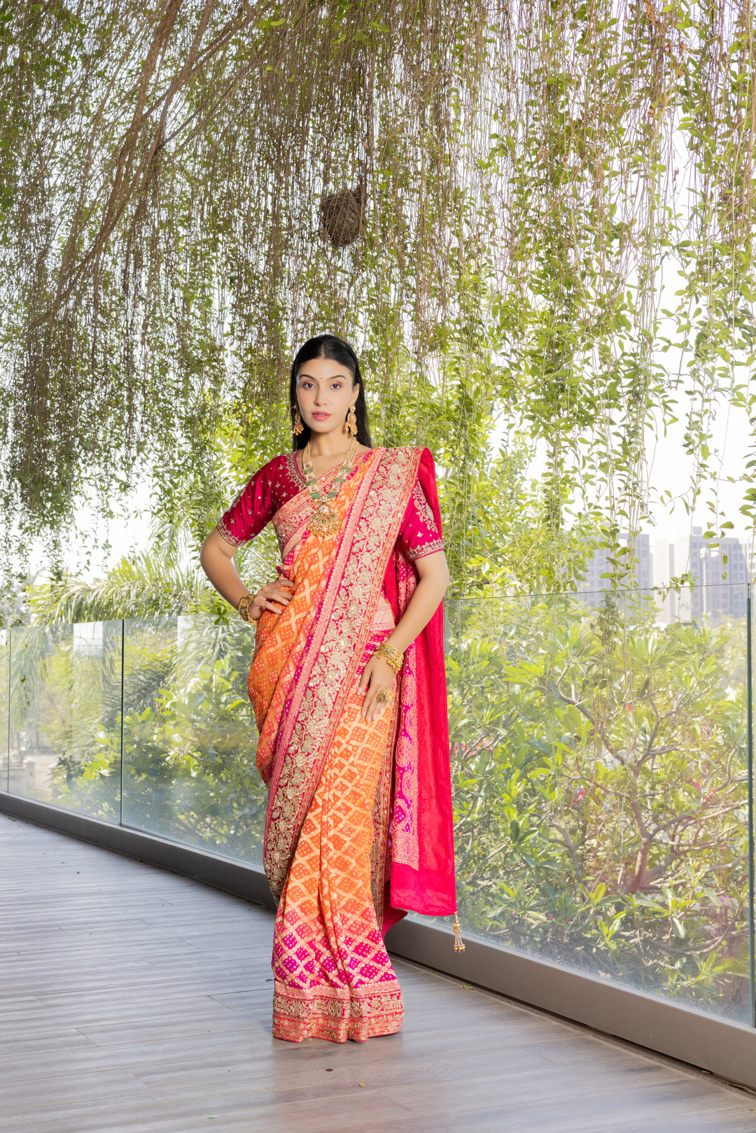 Luxury Orange & Pink Heritage Banarasi Saree