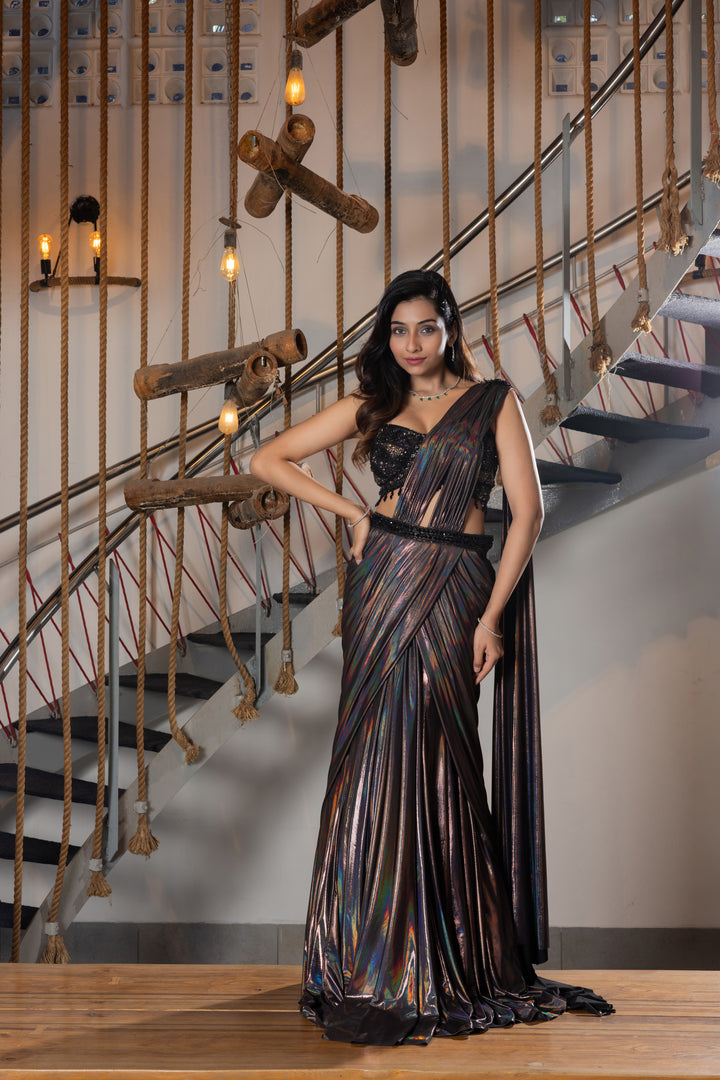 Midnight Metallic Ready-to-Wear Saree