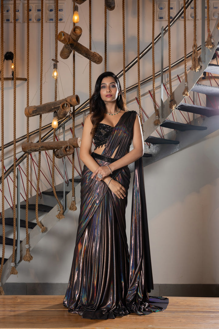Midnight Metallic Ready-to-Wear Saree