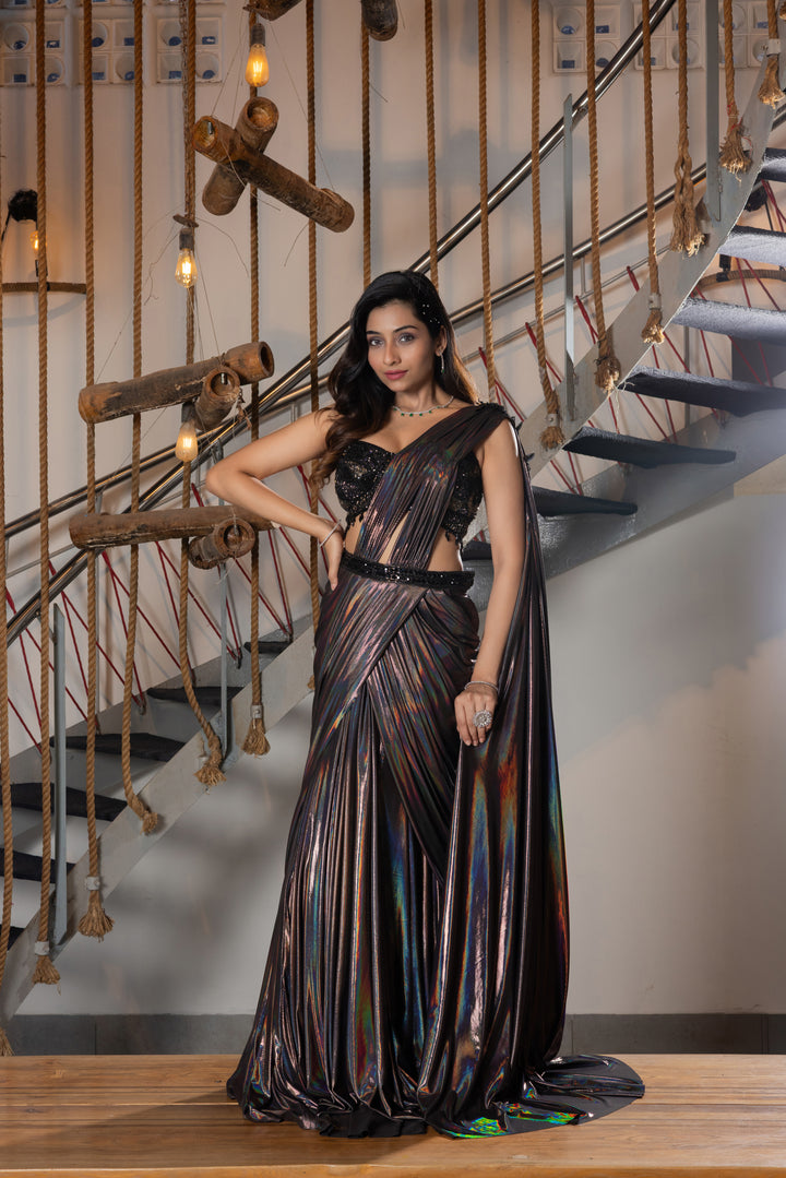Midnight Metallic Ready-to-Wear Saree