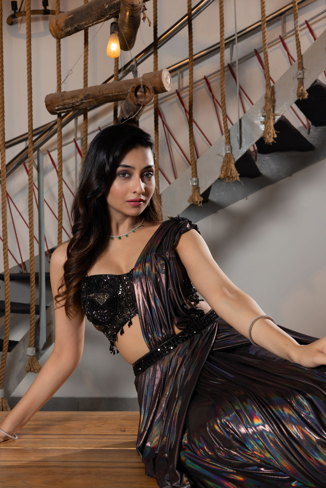 Midnight Metallic Ready-to-Wear Saree