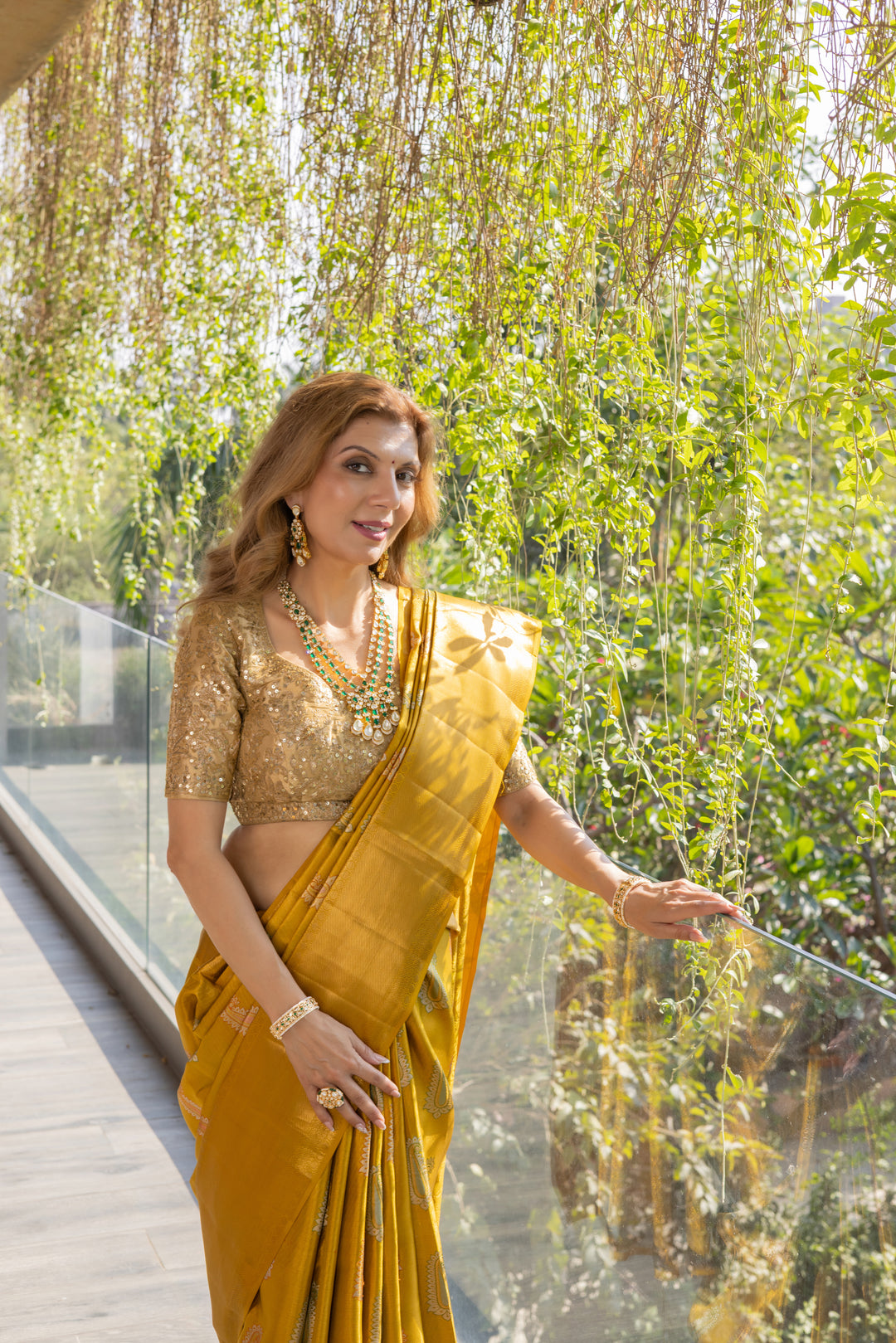 Mustard Gold Banarasi Silk Saree with Elegant Zari Motifs & Rich Pallu