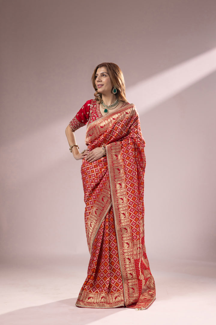 Classic Red Banarasi Silk Saree with Rich Zari Weaving