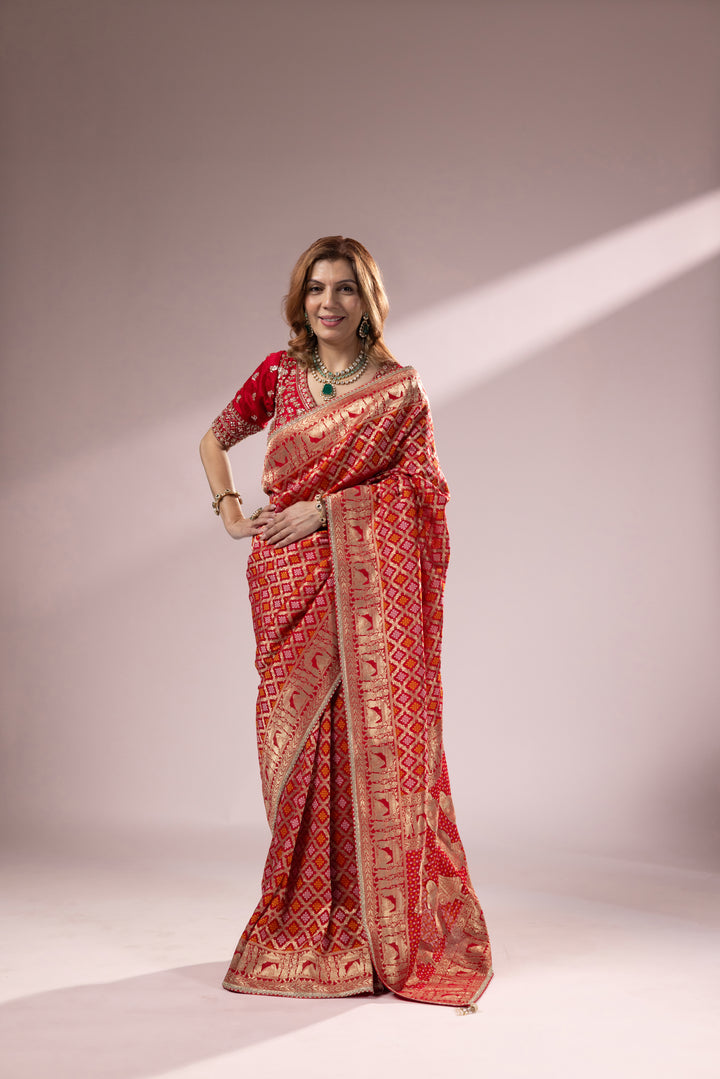 Classic Red Banarasi Silk Saree with Rich Zari Weaving