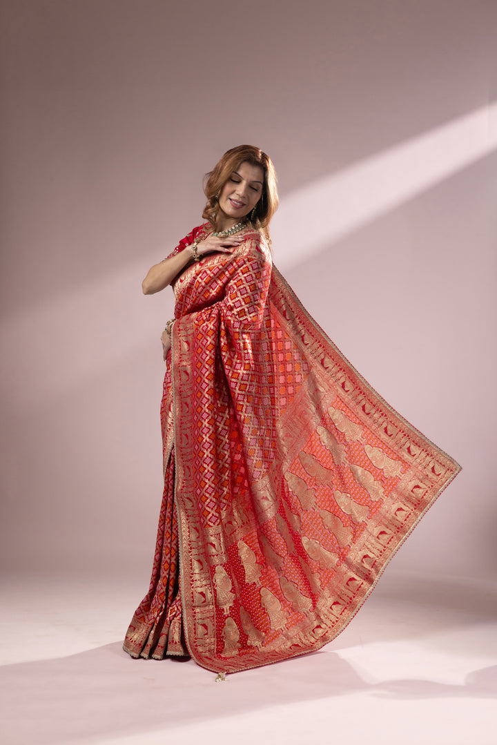 Classic Red Banarasi Silk Saree with Rich Zari Weaving