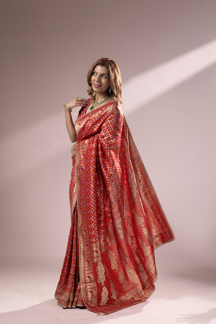 Classic Red Banarasi Silk Saree with Rich Zari Weaving