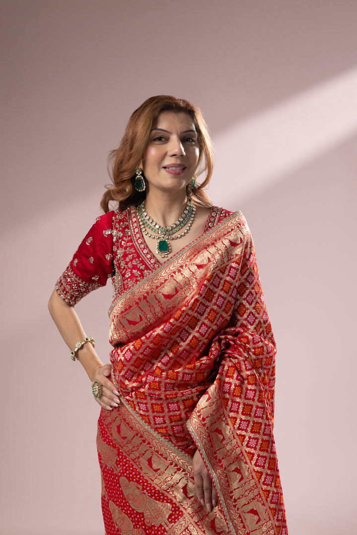 Classic Red Banarasi Silk Saree with Rich Zari Weaving