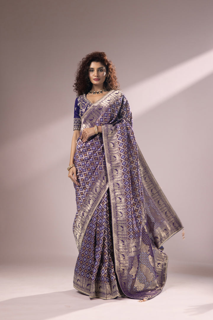 Royal Purple Banarasi Silk Saree with Intricate Zari Weaving
