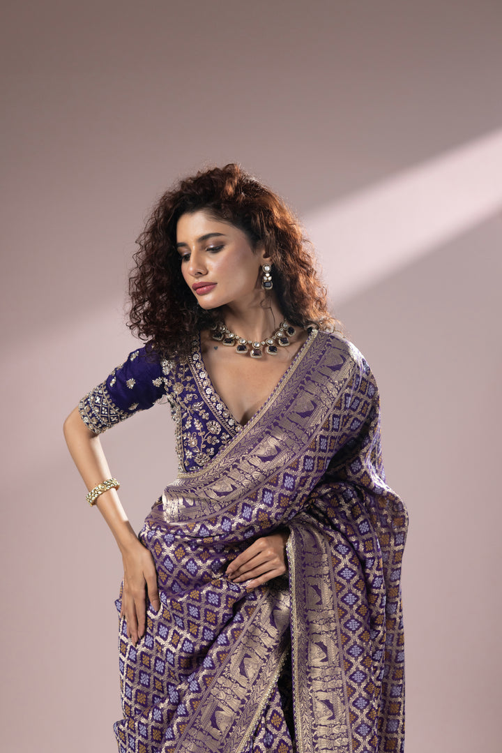 Royal Purple Banarasi Silk Saree with Intricate Zari Weaving