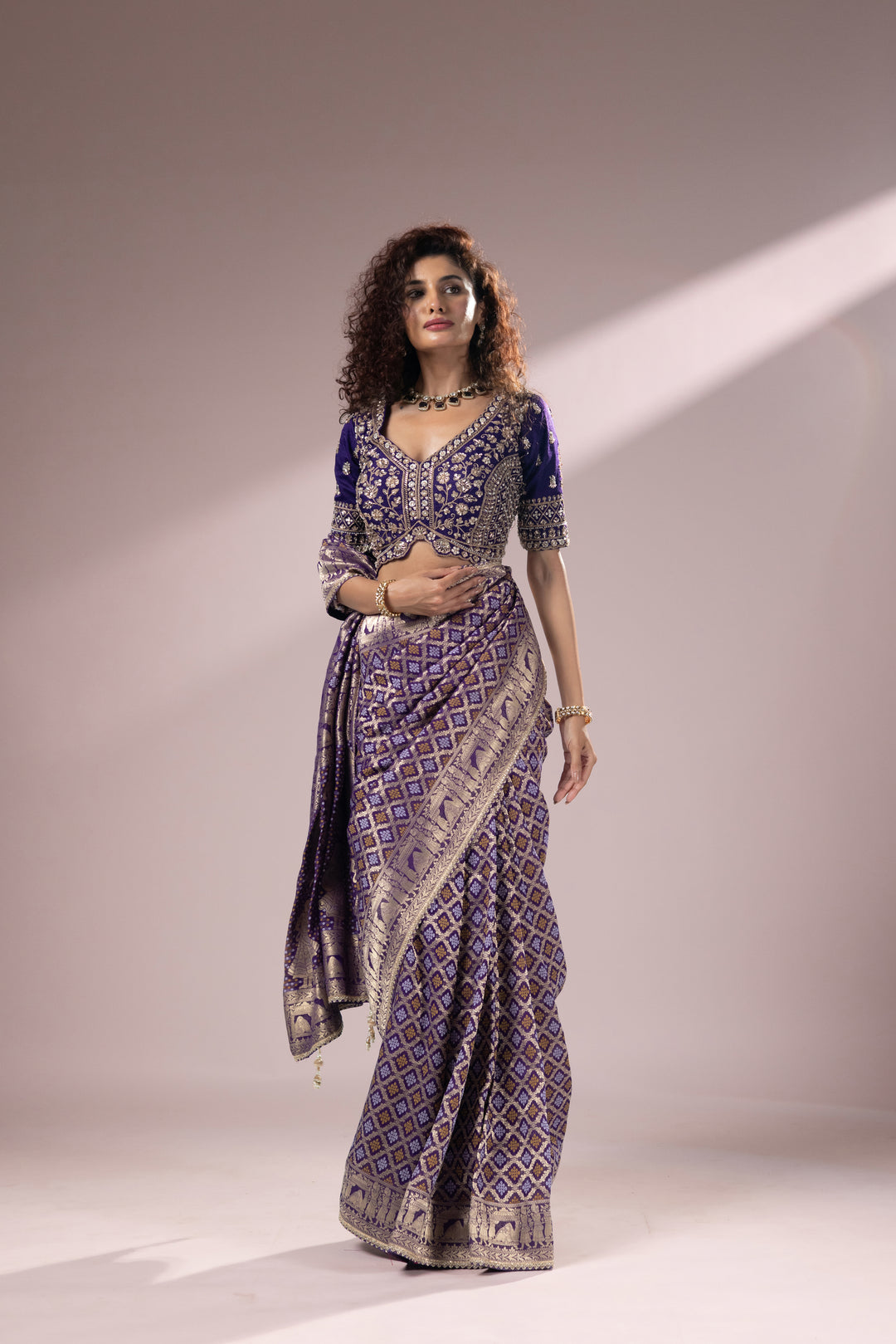 Royal Purple Banarasi Silk Saree with Intricate Zari Weaving