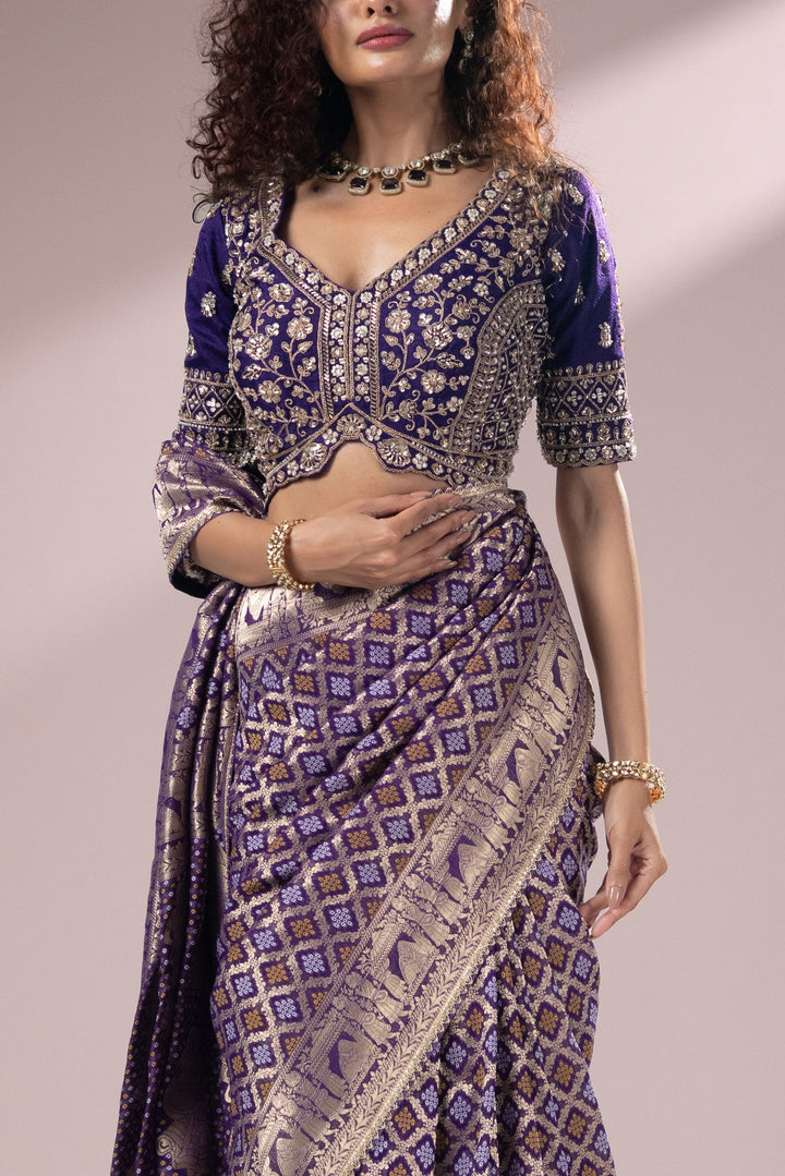 Royal Purple Banarasi Silk Saree with Intricate Zari Weaving