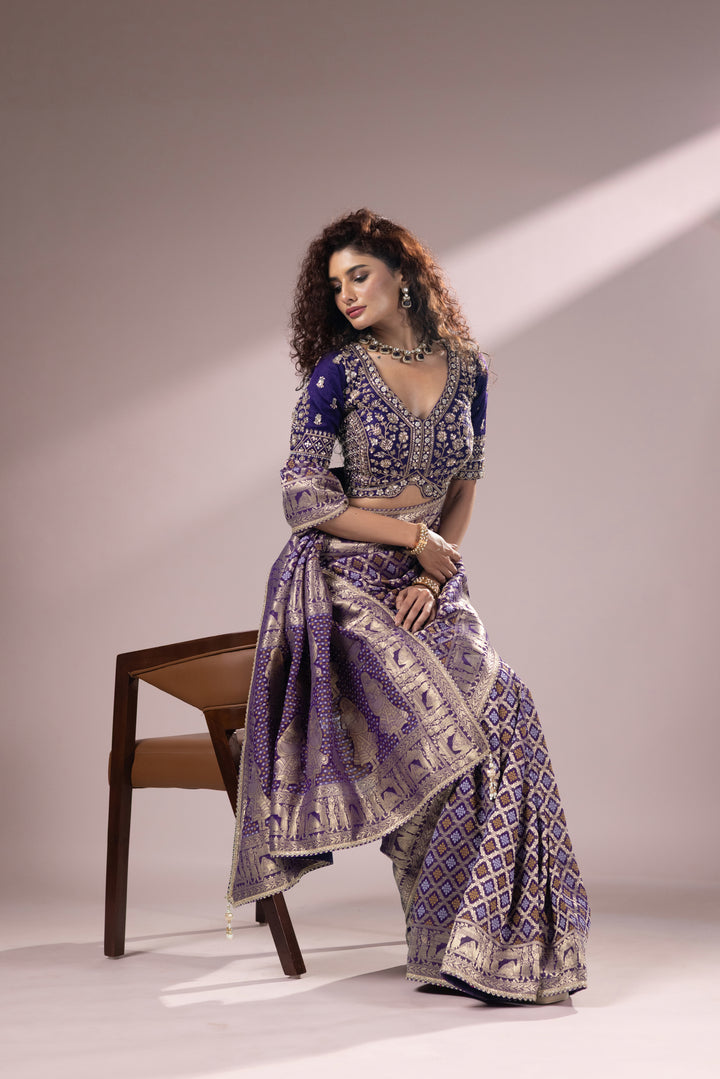 Royal Purple Banarasi Silk Saree with Intricate Zari Weaving