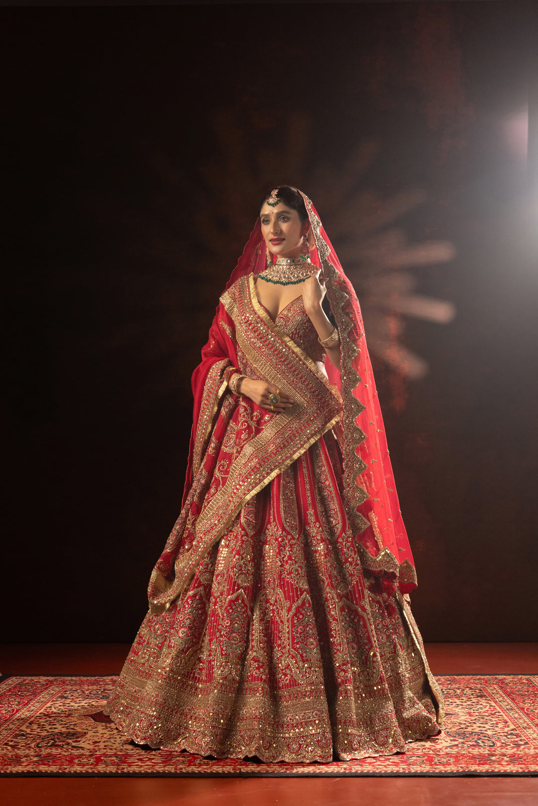 Royal Red Designer Bridal Lehenga with Heavy Zari Embroidery