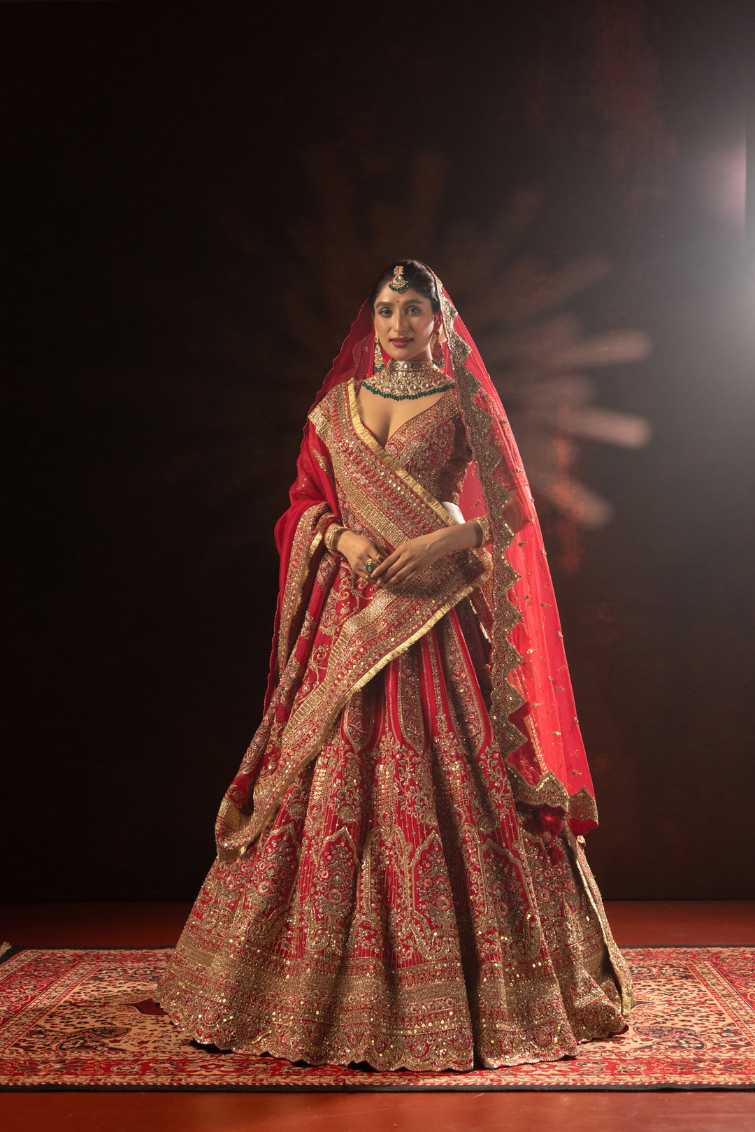 Royal Red Designer Bridal Lehenga with Heavy Zari Embroidery