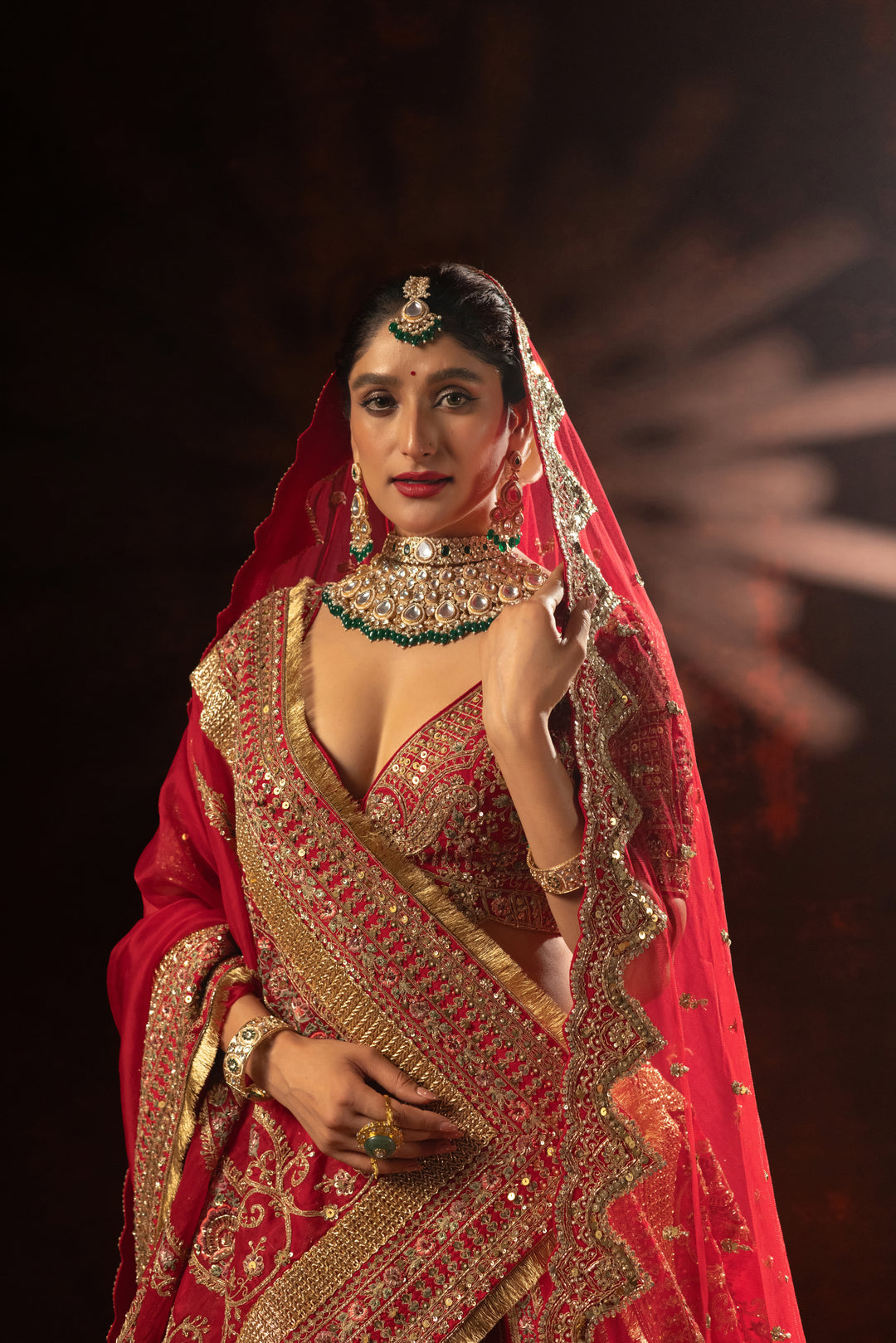 Royal Red Designer Bridal Lehenga with Heavy Zari Embroidery