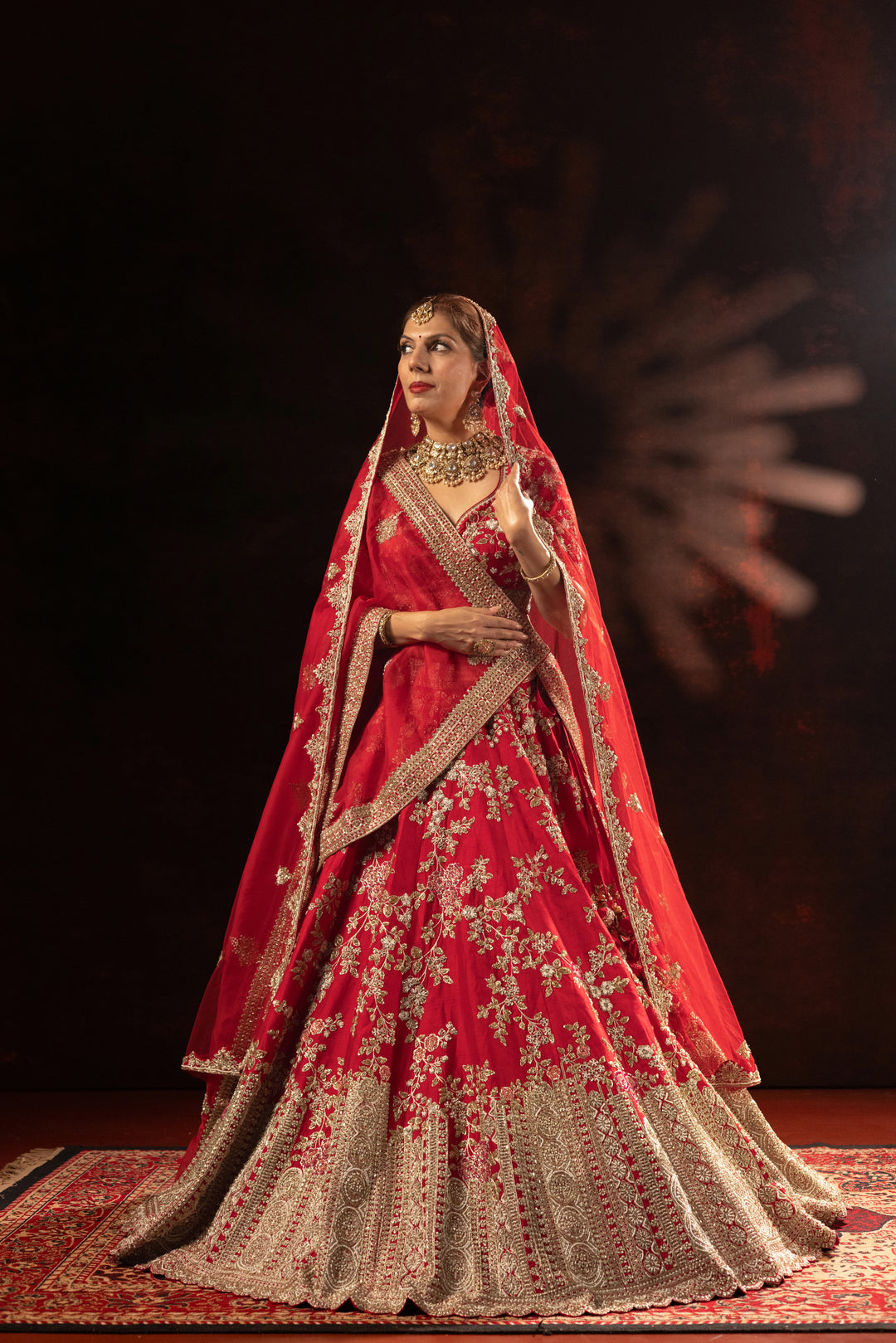 Classic Red Designer Bridal Lehenga with Rich Gold Embroidery