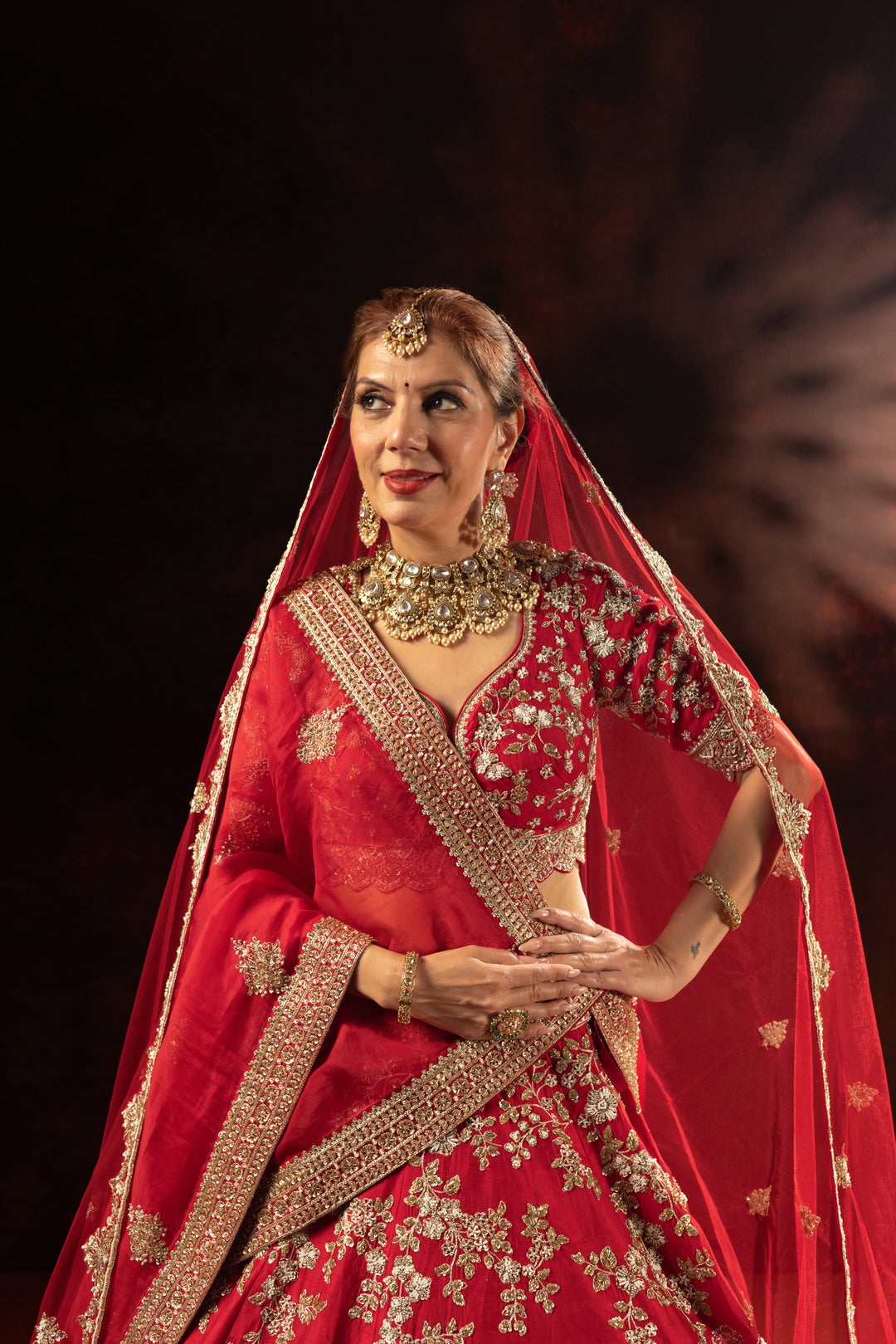 Classic Red Designer Bridal Lehenga with Rich Gold Embroidery