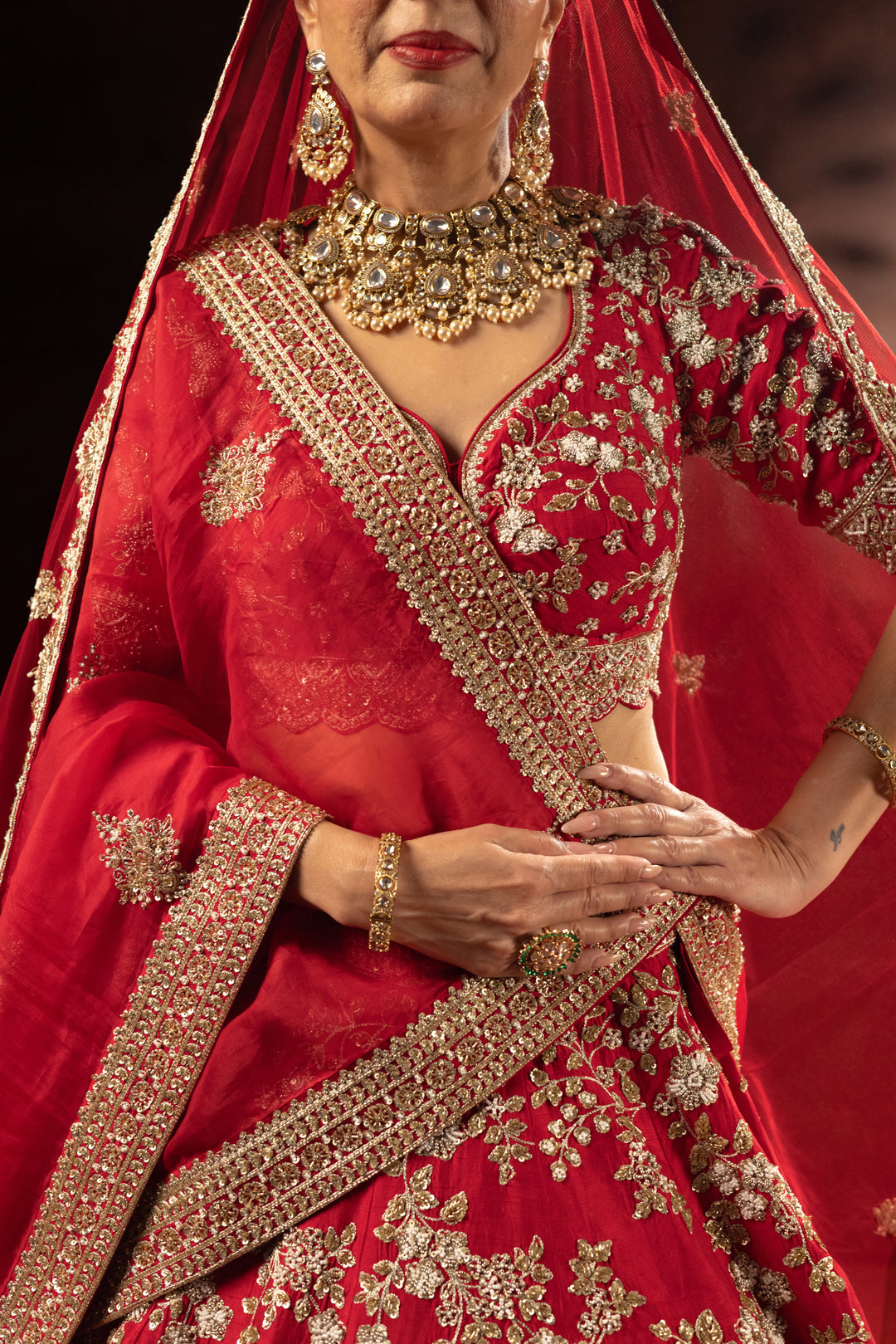 Classic Red Designer Bridal Lehenga with Rich Gold Embroidery