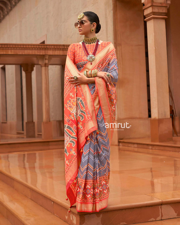 Ultra Violet Saree With Unstitched Blouse