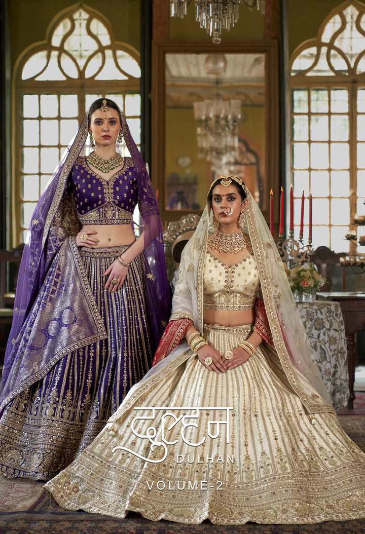 Regal Ivory Bridal Lehenga with Double Dupatta & Intricate Zardozi Embroidery