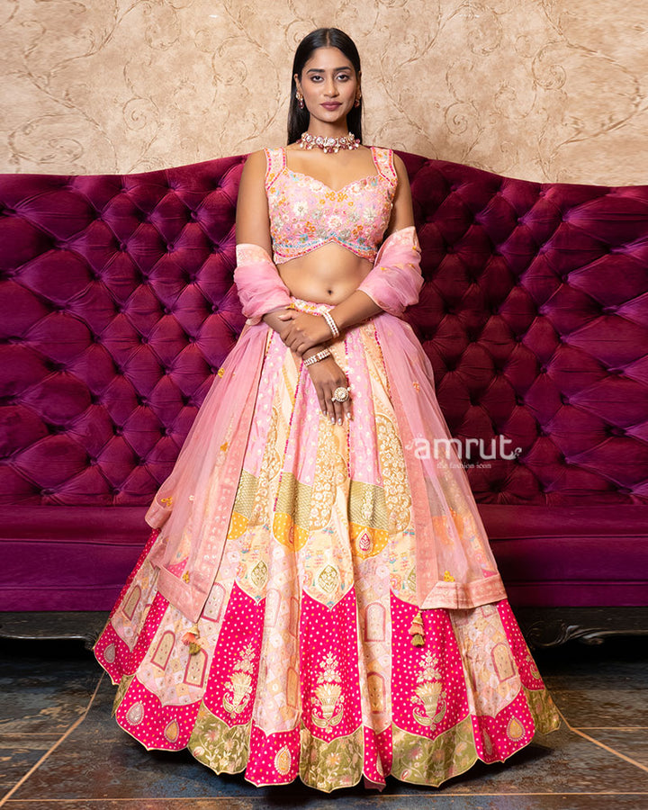 Vibrant Pink Festive Embroidered Lehenga Set 01