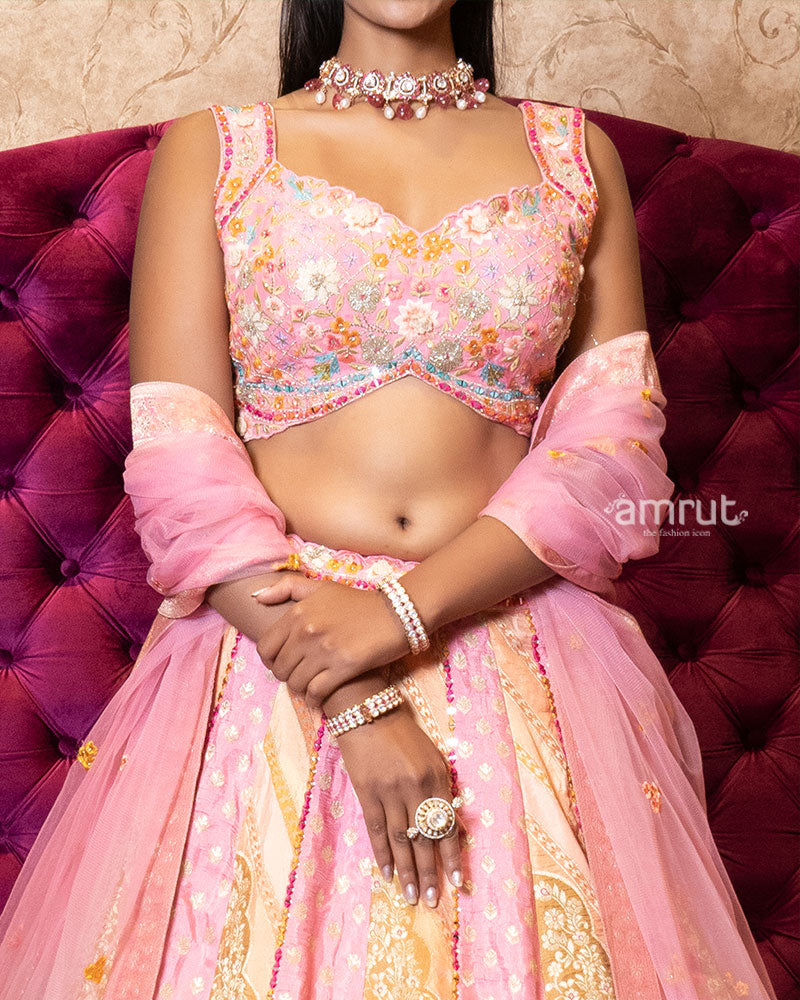 Vibrant Pink Festive Embroidered Lehenga Set 03