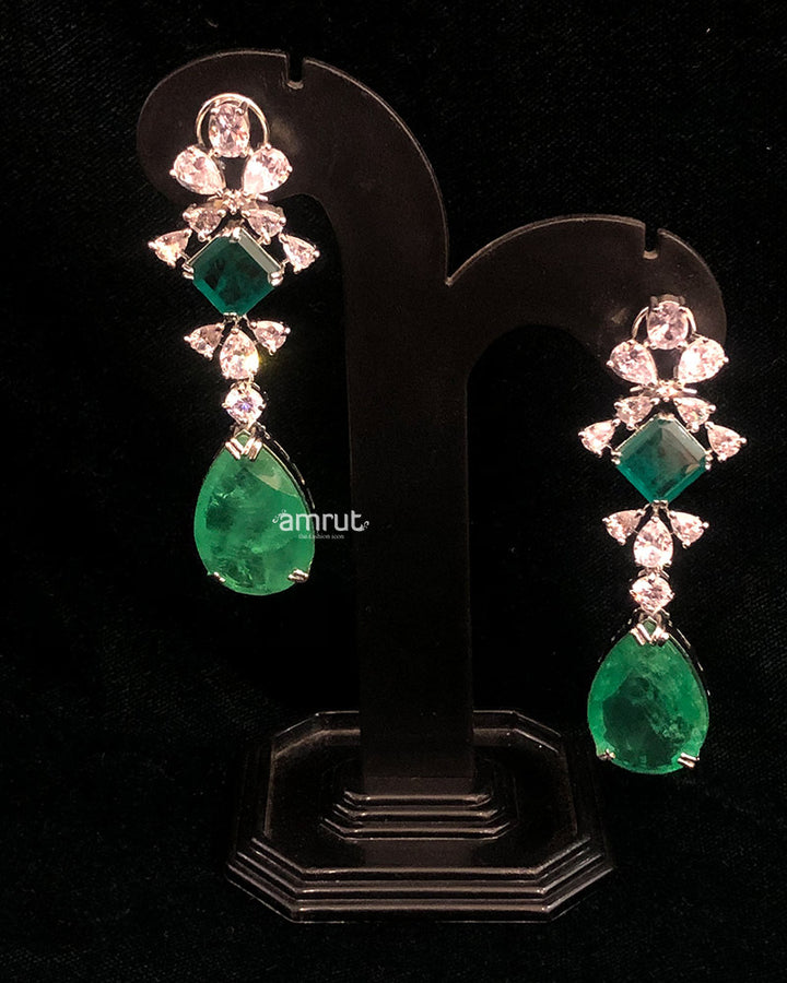 Weir Collection Green Diamond & Emerald Earrings